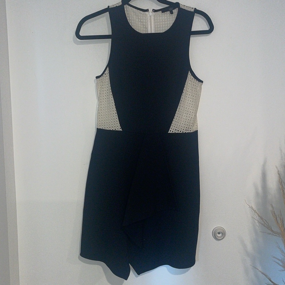 Tibi Black Off White Sleeves Dress Sz 2